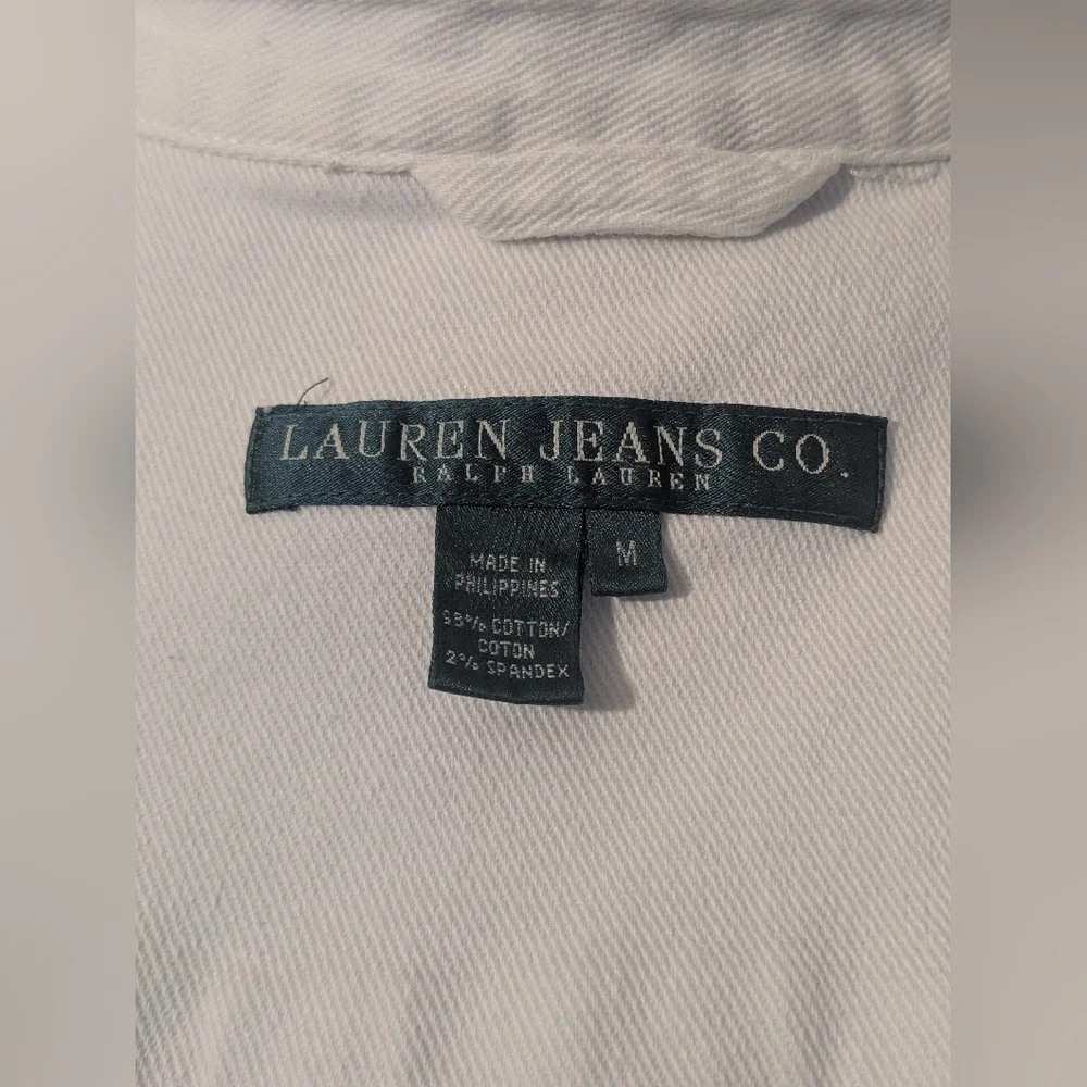 Ralph Lauren Zippered White Denim Jacket - Picture 4 of 8